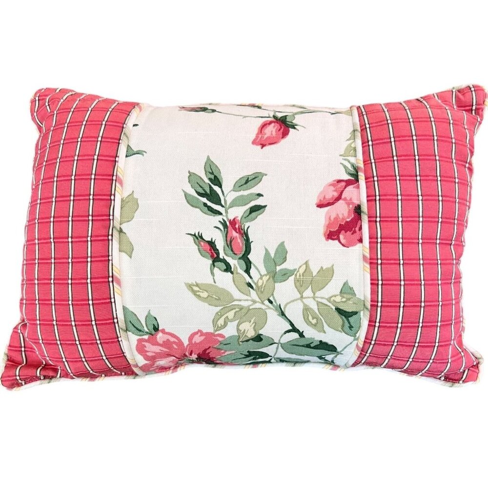 Gorgeous Pillow Expensive Materials PNK GRN WHT Decorative Lumbar Designer Touch